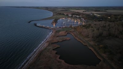 Aerial view of Gedser marina in the autumn